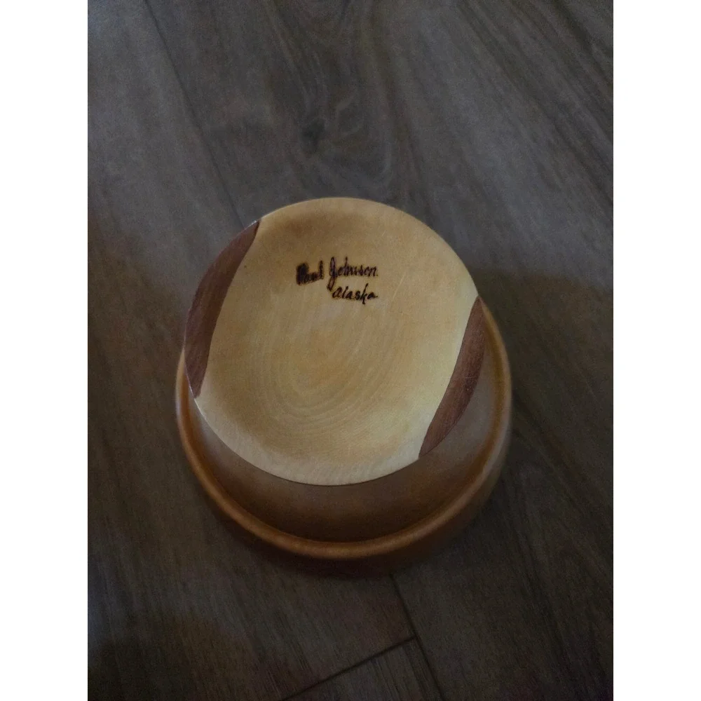 Paul Johnson Alaska Hand Turned Burl Wood Pedestal Bowl Artisan Signed